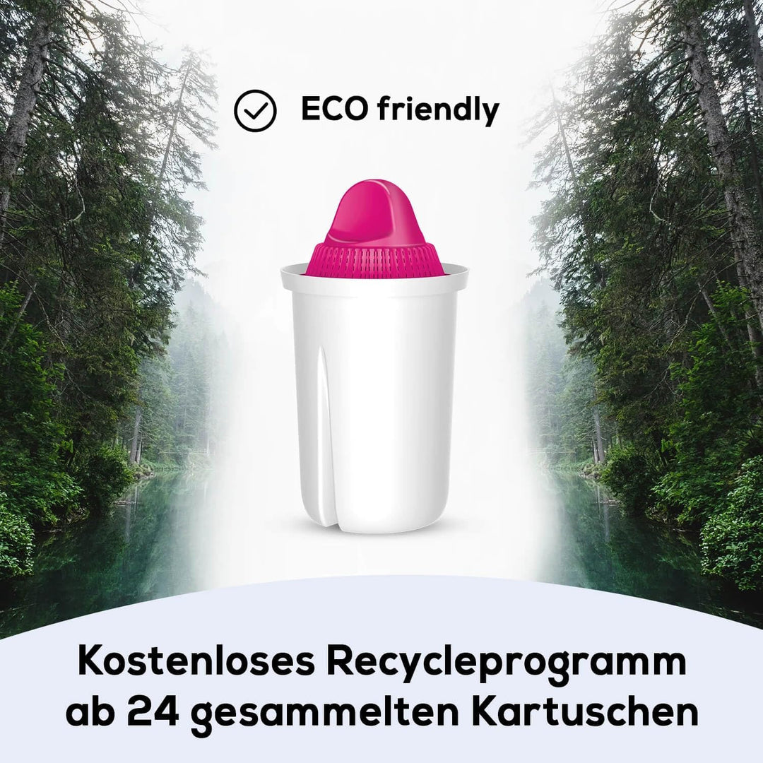 GLAS-Wasserfilter PearlCo (anthrazit) mit 6 Magnesium classic Filterkartuschen - Made in EU Anthrazi