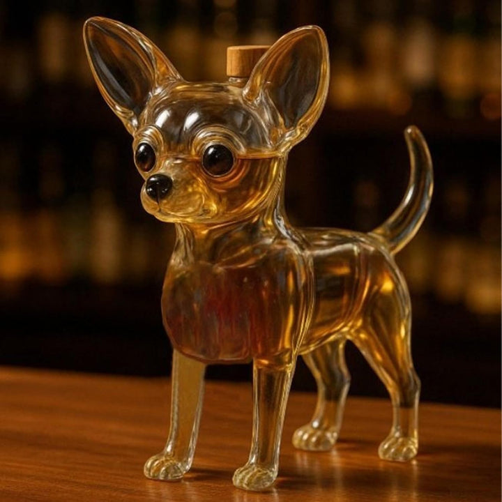 Chihuahua Whiskey Karaffe, Chihuahua Whiskey Dekanter 350ml Lustig Hund Glasflasche Tischdekoration