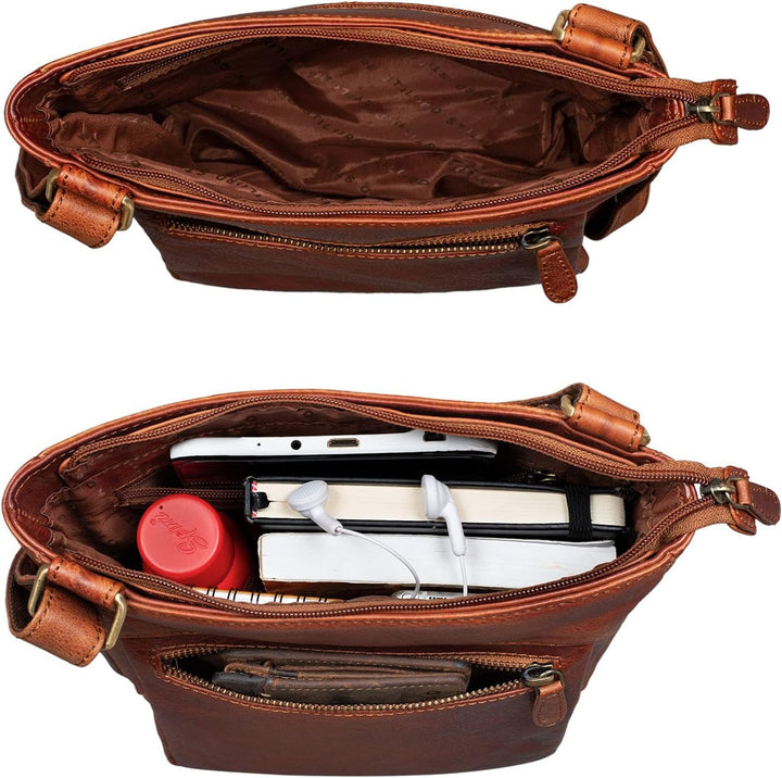 STILORD 'Kaja' Vintage Ledertasche Damen Umhängetasche Handtasche Crossbody Bag Elegante Schultertas