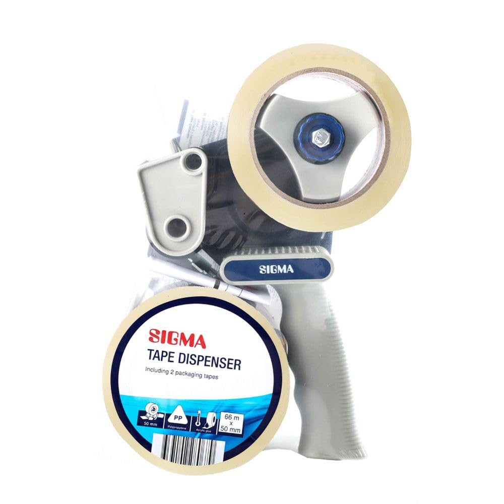SIGMA Klebebandroller-Set, Polypropylen, grau, für 50 mm x 66 m Rollen, 3-teilig
