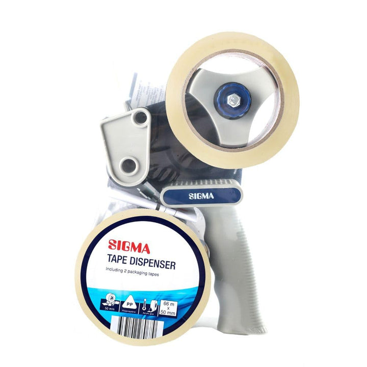 SIGMA Klebebandroller-Set, Polypropylen, grau, für 50 mm x 66 m Rollen, 3-teilig
