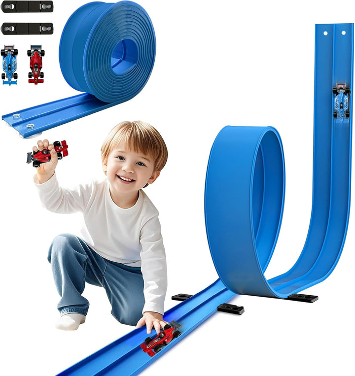 Autorennbahn Rennbahn 4.5M für Hot Wheels, Flexible Rennstrecke Auto Autorennbahn Rennbahn Spielzeug