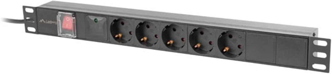 Lanberg PDU 19" 1U 16A 2M 5X SCHUKO OUTLETS Black