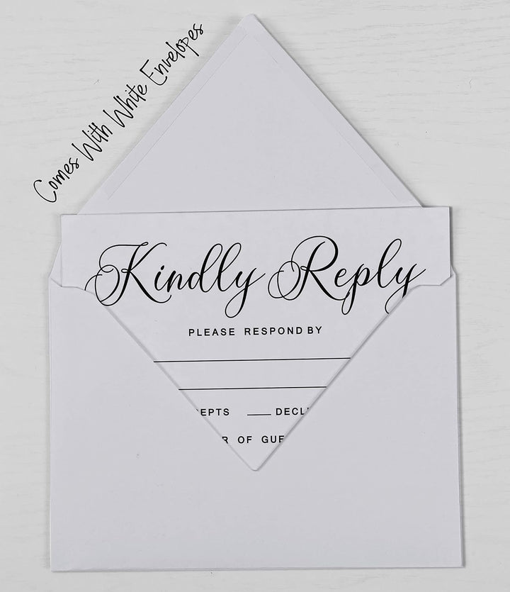 Inkdotpot 50 Leere RSVP-Karten Mit Weissen Umschlägen Weiss 4 "X6 Antwortkarten-RSVP-Antwortkarte Fü