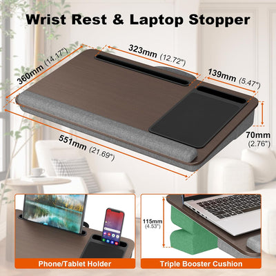 PUTORSEN Laptopkissen für Bett mit Kissen, Laptop Ständer Mausunterlage Passen bis zu 17,3 Zoll Note