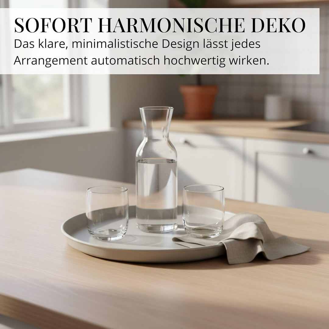 Deko Tablett 3er Set, Serviertablett rund (25 cm, 30 cm, 40 cm), Dekotablett für Adventskranz, Kerze
