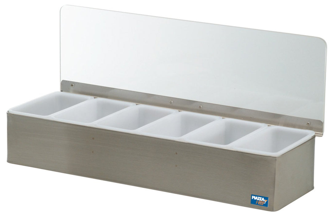 Piazza 479806 Stahl Dressinghalter mit 6 Behältern, 45 cm Länge, 15 cm Breite, 9 cm Höhe