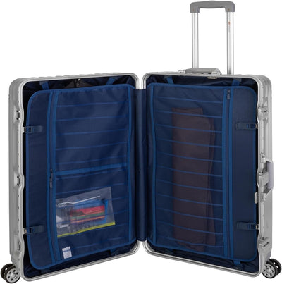 Travelhouse London Koffer Silber L-75cm · Alu-Rahmen · Polykarbonat Hartschale · Trolley Reisekoffer