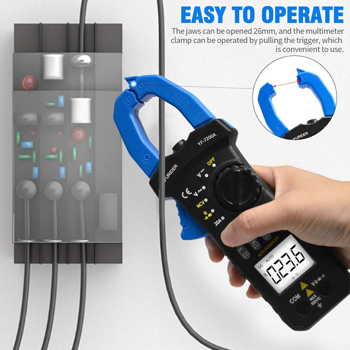Clamp Meter,INFURIDER YF-7200A AC Stromzange Multimeter TRMS 400 Amp Zangenamperemeter Strommesszang