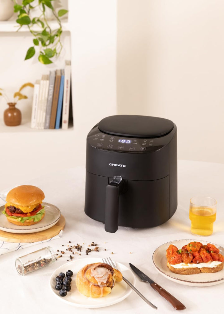 CREATE/FRYER AIR PRO COMPACT/Heissluftfritteuse 3.5L Schwarz / 8 Programme, Display, praktisch, leic