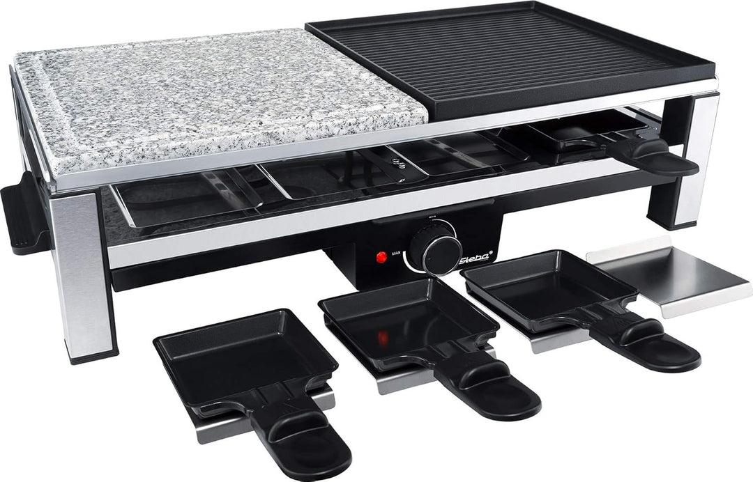 Steba Multi Raclette RC 108 | hochwertige Natursteingrillplatte (25 x 25 cm) | Antihaftbeschichtete