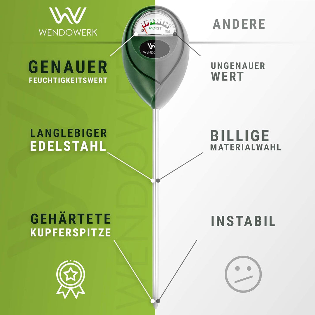 [2 Stück Extra Langer Boden Feuchtigkeitsmesser für Pflanzen 40CM [Grün/Grün] - Ohne Batterien - Ver