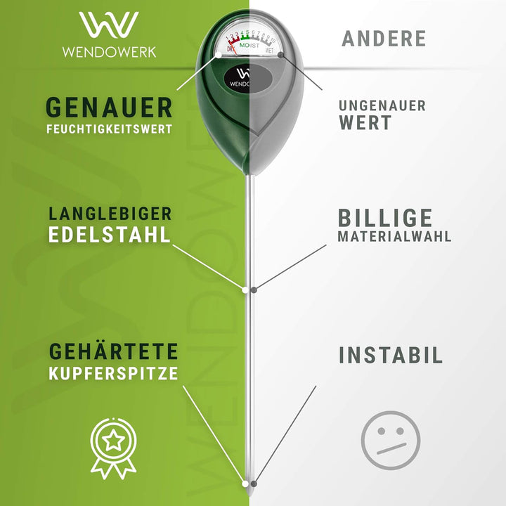 [2 Stück Extra Langer Boden Feuchtigkeitsmesser für Pflanzen 40CM [Grün/Grün] - Ohne Batterien - Ver