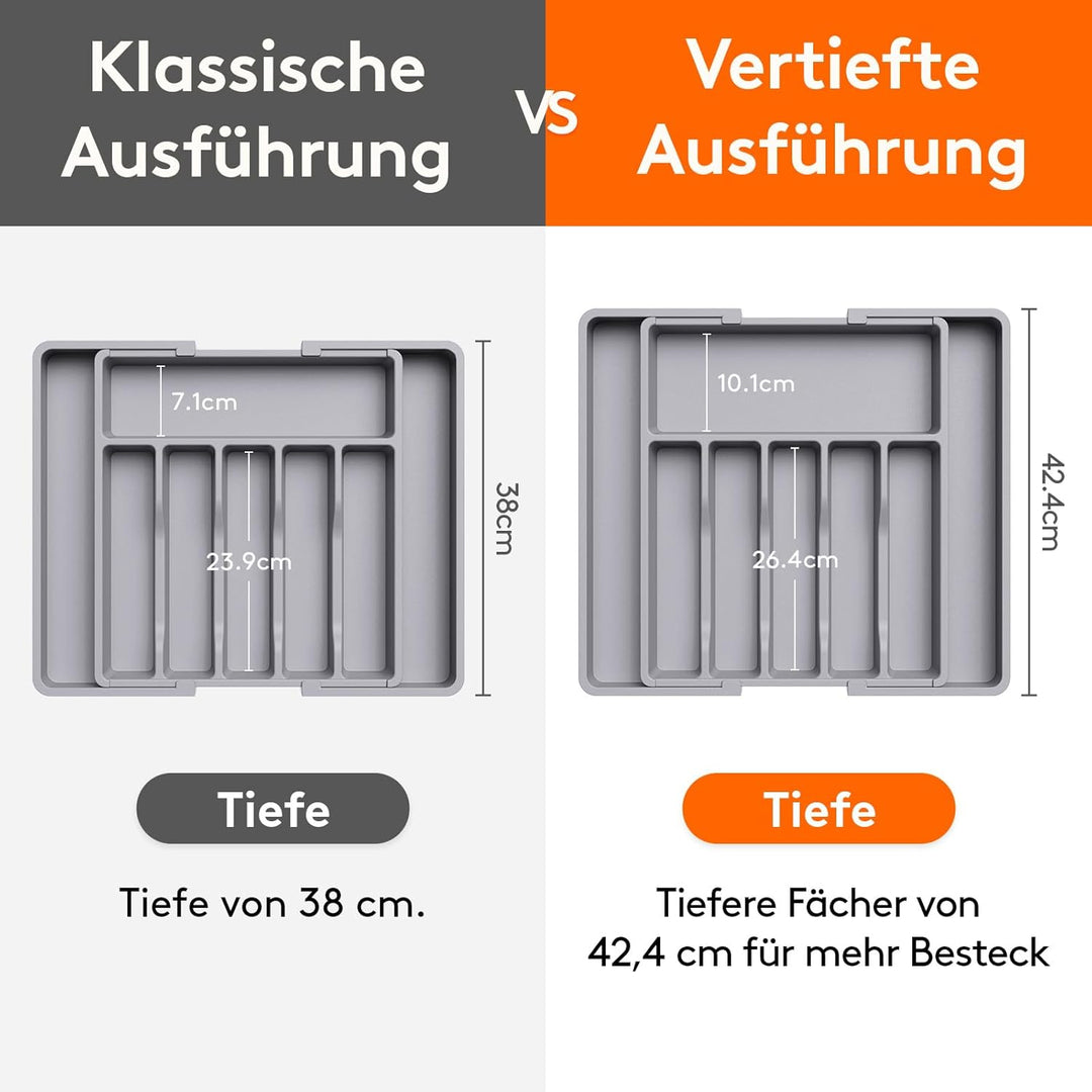 Lifewit Besteckkasten für Schubladen, Verstellbarer küchenutensilienhalter Tiefe 42,4 cm, Grosser Kü