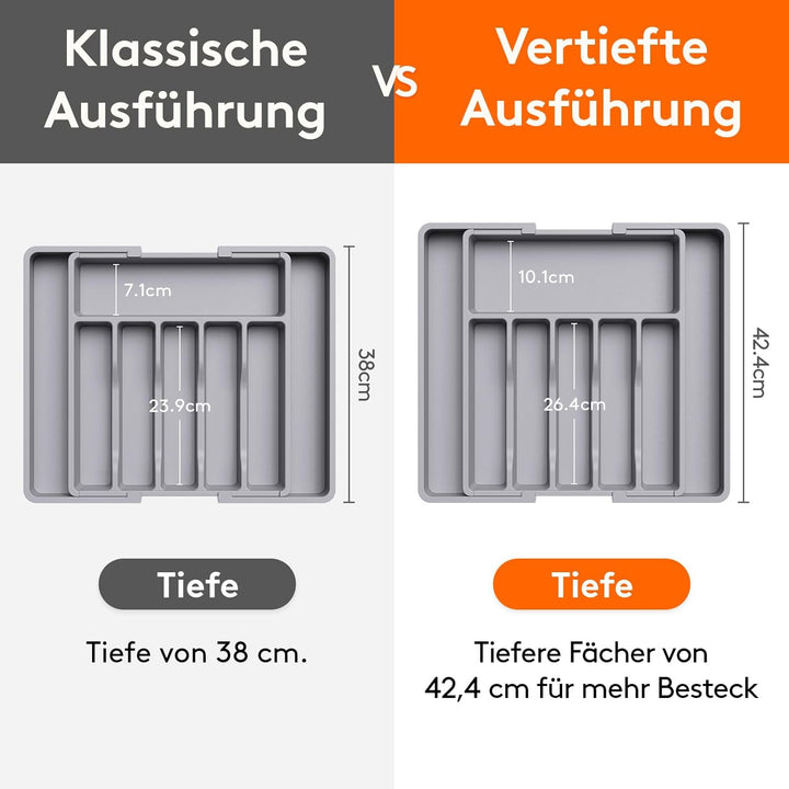 Lifewit Besteckkasten für Schubladen, Verstellbarer küchenutensilienhalter Tiefe 42,4 cm, Grosser Kü