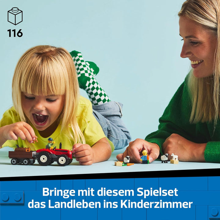 LEGO City Traktor mit Anhänger - Bauernhof Spielzeug mit Traktor & Tierfiguren - Montessori Spielset