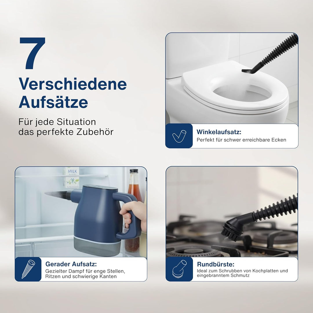 Samako AirSteam S1 Handdampfreiniger 1350W, bis 120°C Heissdampf, 15s Aufheizzeit, 400ml Tank, Touch