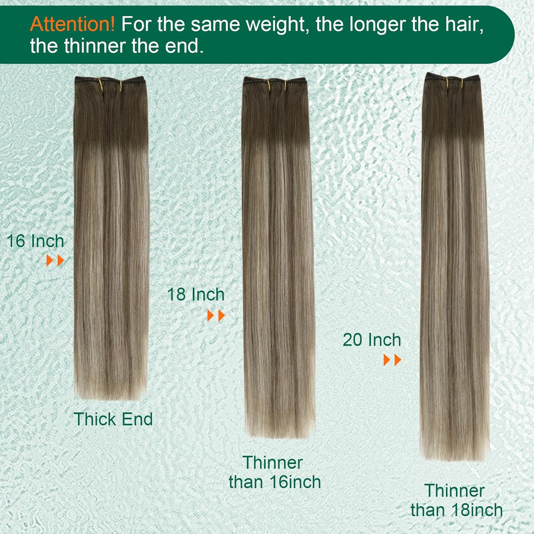 Easyouth Tressen Extensions Echthaar Remy Ombre Blond Tressen Echthaar Mittelbraun Mix Platin Blond
