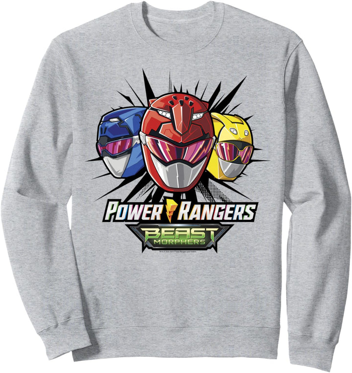 Power Rangers Group Shot Beast Morphers Helmets Sweatshirt