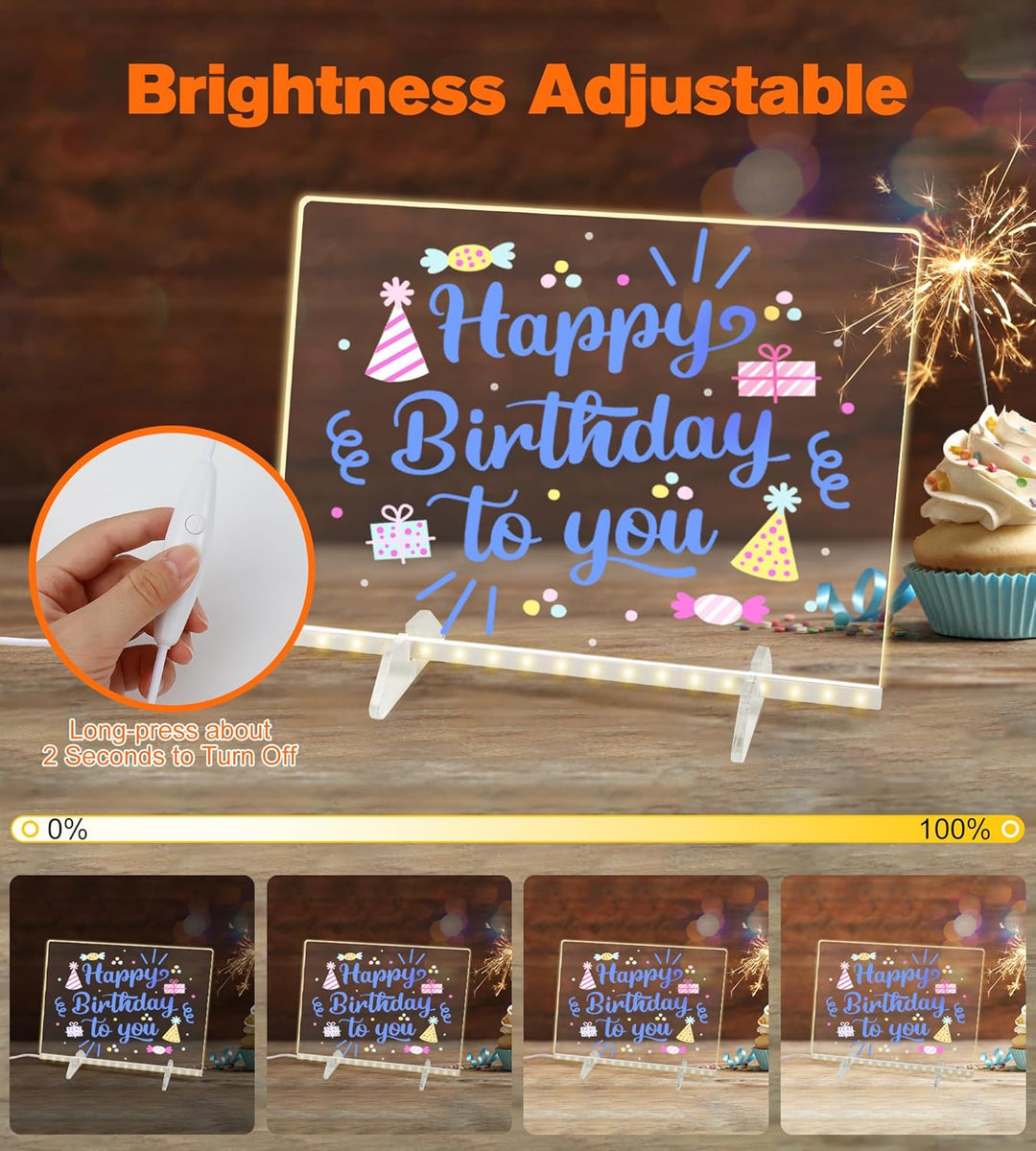 LED Notiztafel mit Farben, Leuchtendes Zeichenbrett für Kinder Acryl Notiztafel mit 7 Farben Stift -