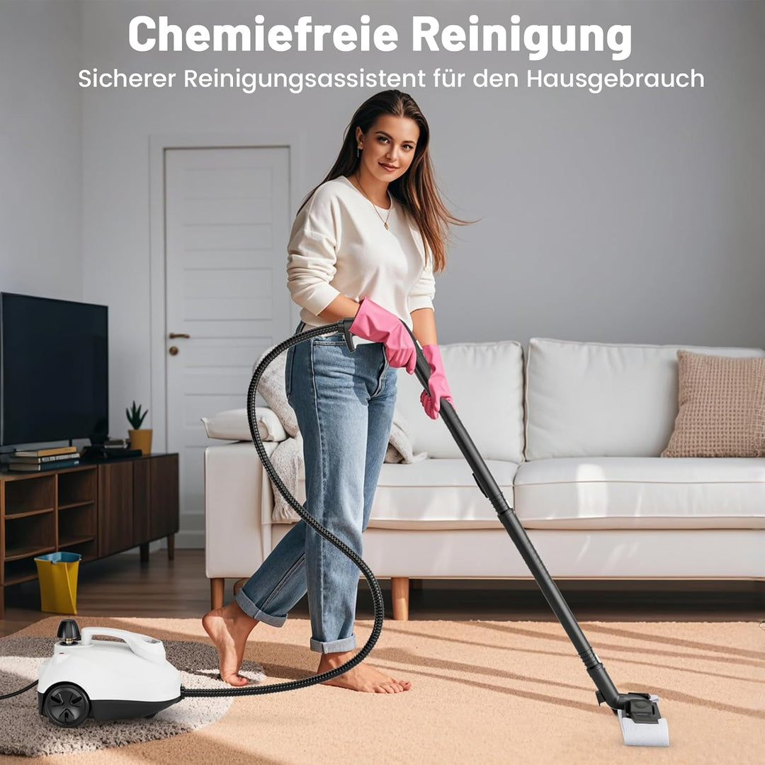 RELAX4LIFE Dampfreiniger 2000W, Dampfdruck: 5 bar, Flächenleistung: 108 m², Tank: 1,8 L, Aufheizzeit