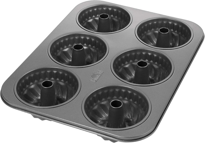 Birkmann Easy Baking Gugelhupfblech 6-fach, Karbonstahl Backform antihaftbeschichtet für Mini-Gugelh