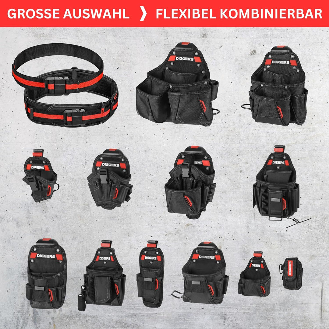 Diggers Tools - Akkuschrauber Holster Werkzeugtasche - [ Grösse L ] Flexibel Kombinierbare Werkzeugt