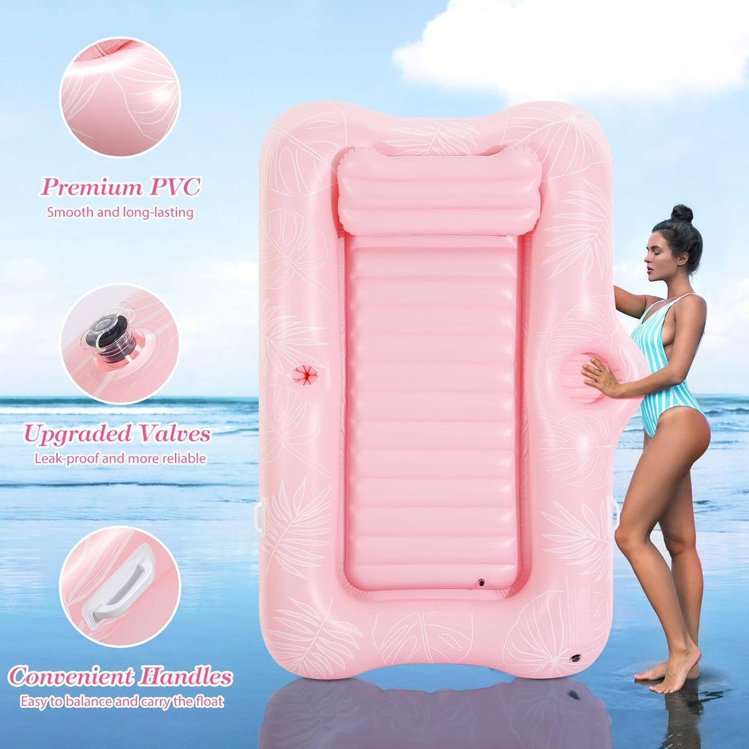 MoKo Pool Luftmatratze Erwachsene, Gross Schwimmbett mit EIS Bar, Solarium Pool Loungesessel Aufblas