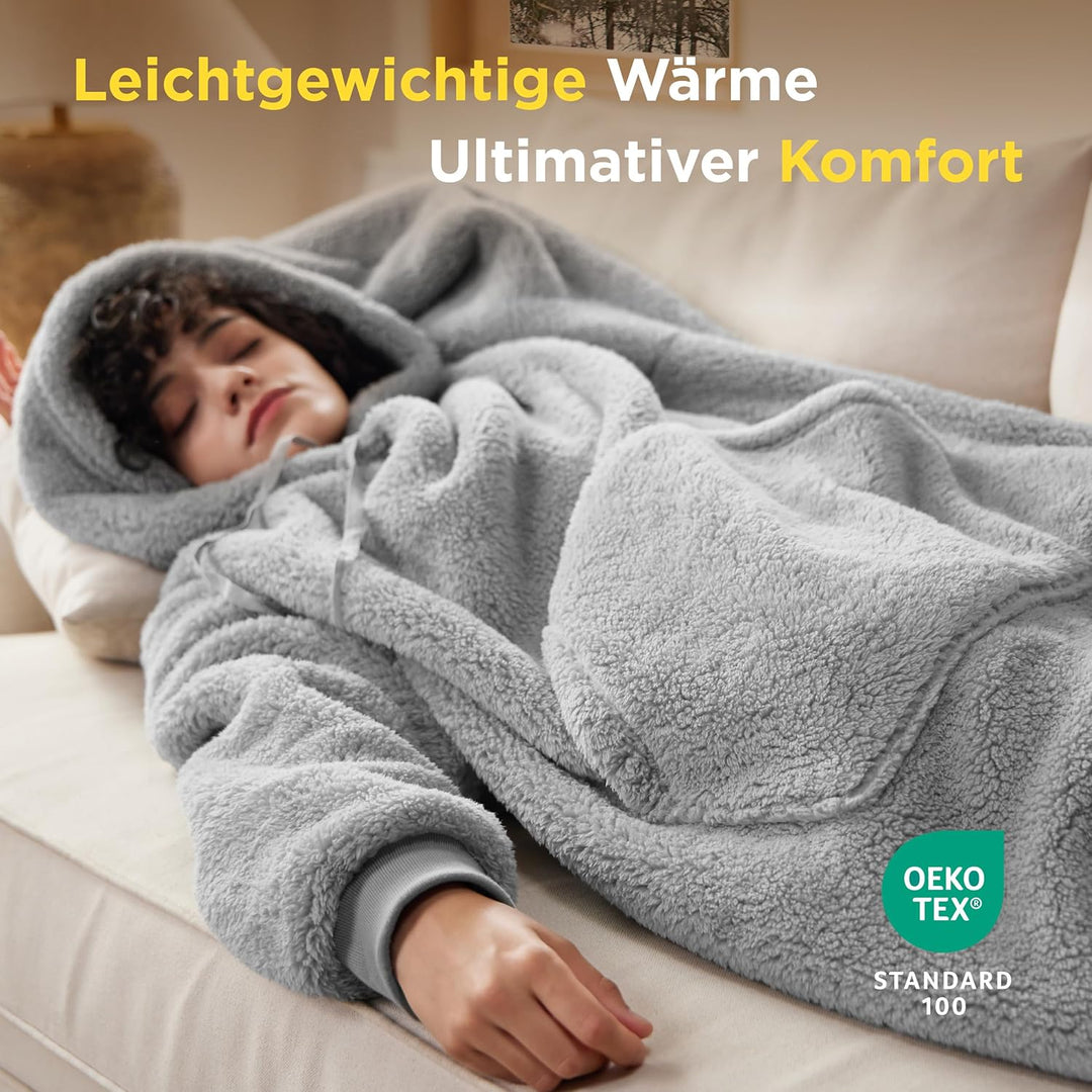 BEDSURE Hoodie Decke mit Ärmeln - Tragbare Decke zum Anziehen Erwachsene Kuschelpullover, Warm Kusch