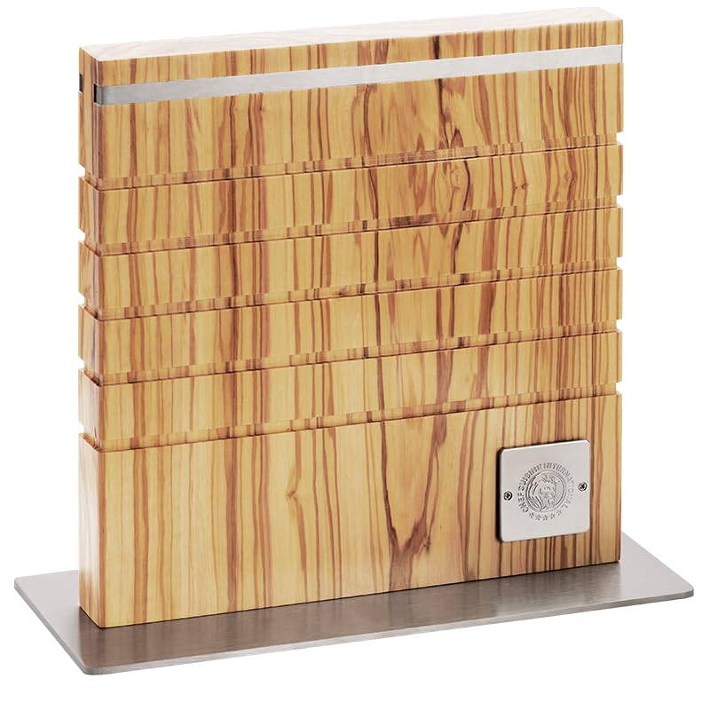 CHEF CUISINE Magnetischer Messerblock aus Olivenholz bis zu 8 Messer, Masse inkl. Sockel: L 26 x B 1