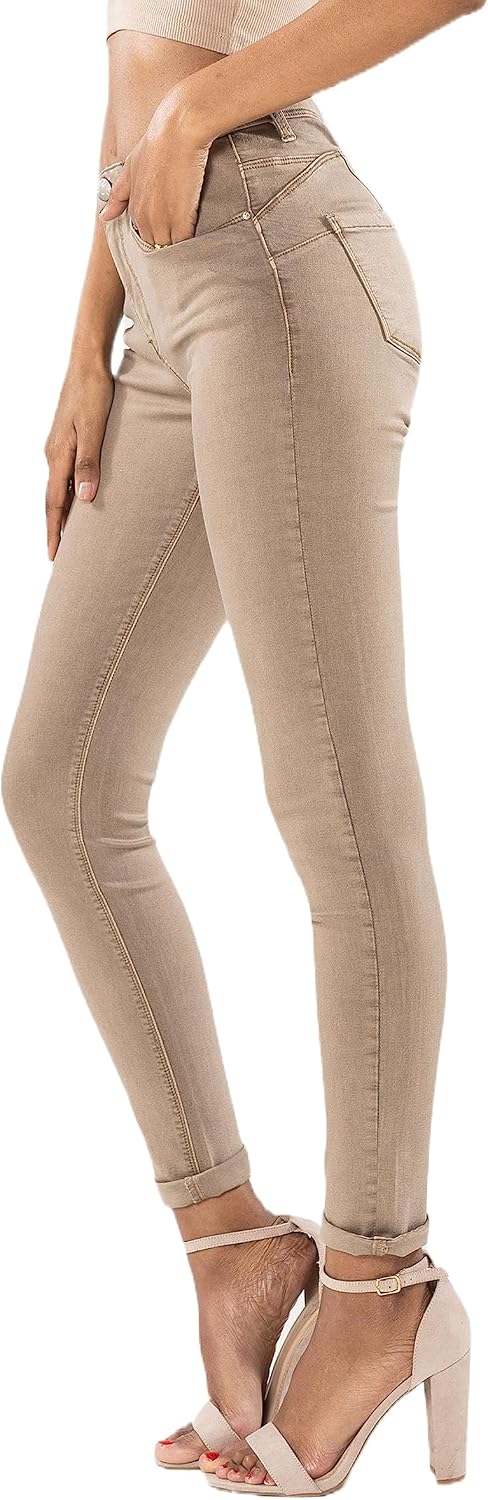 Nina Carter P106 Damen Jeanshosen Slim Fit Push-Up Skinny Jeans Mid-High Waist XS Slim Hellbraun (P1