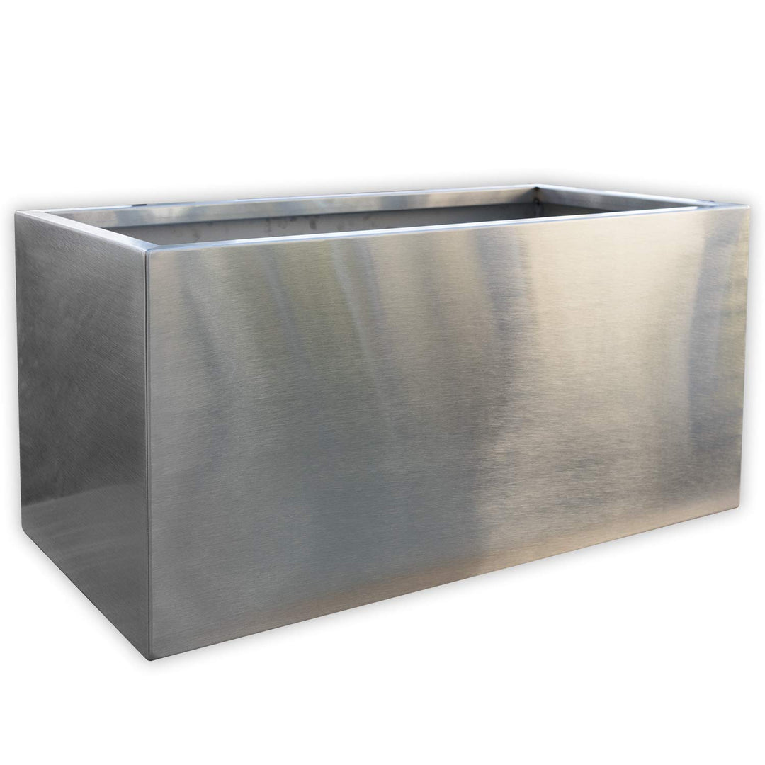 Köhko® Designer-Pflanztrog aus Edelstahl Viva 80 x 36 x 32 cm | matt gebürsteter Pflanzkübel eckig &