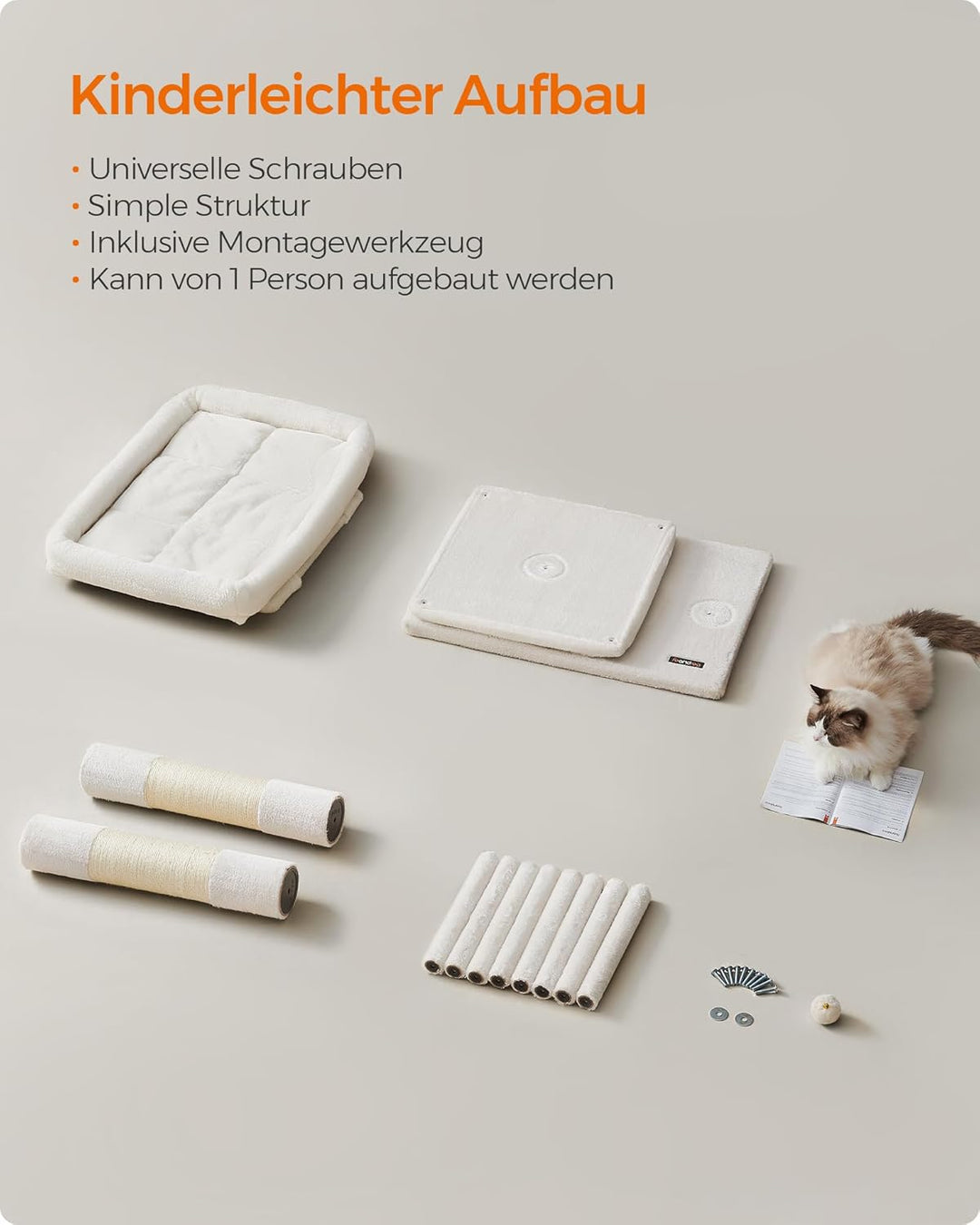Feandrea Kratzbaum, 101 cm Katzenbaum, XL, Katzenhaus für extra grosse Katzen bis zu 20 kg, grosse P