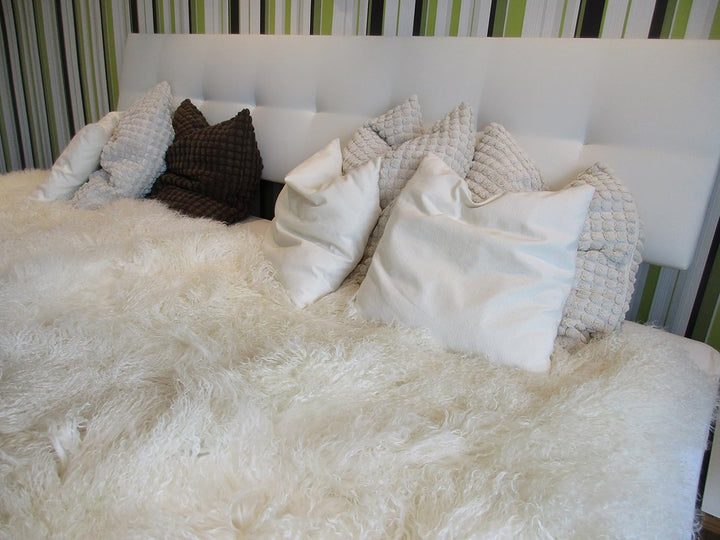 Reissner Lammfelle Tibet Lammfell Bettauflage Couchauflage 90x190cm JAY02 Farbe weiss-weiss 90 x 190