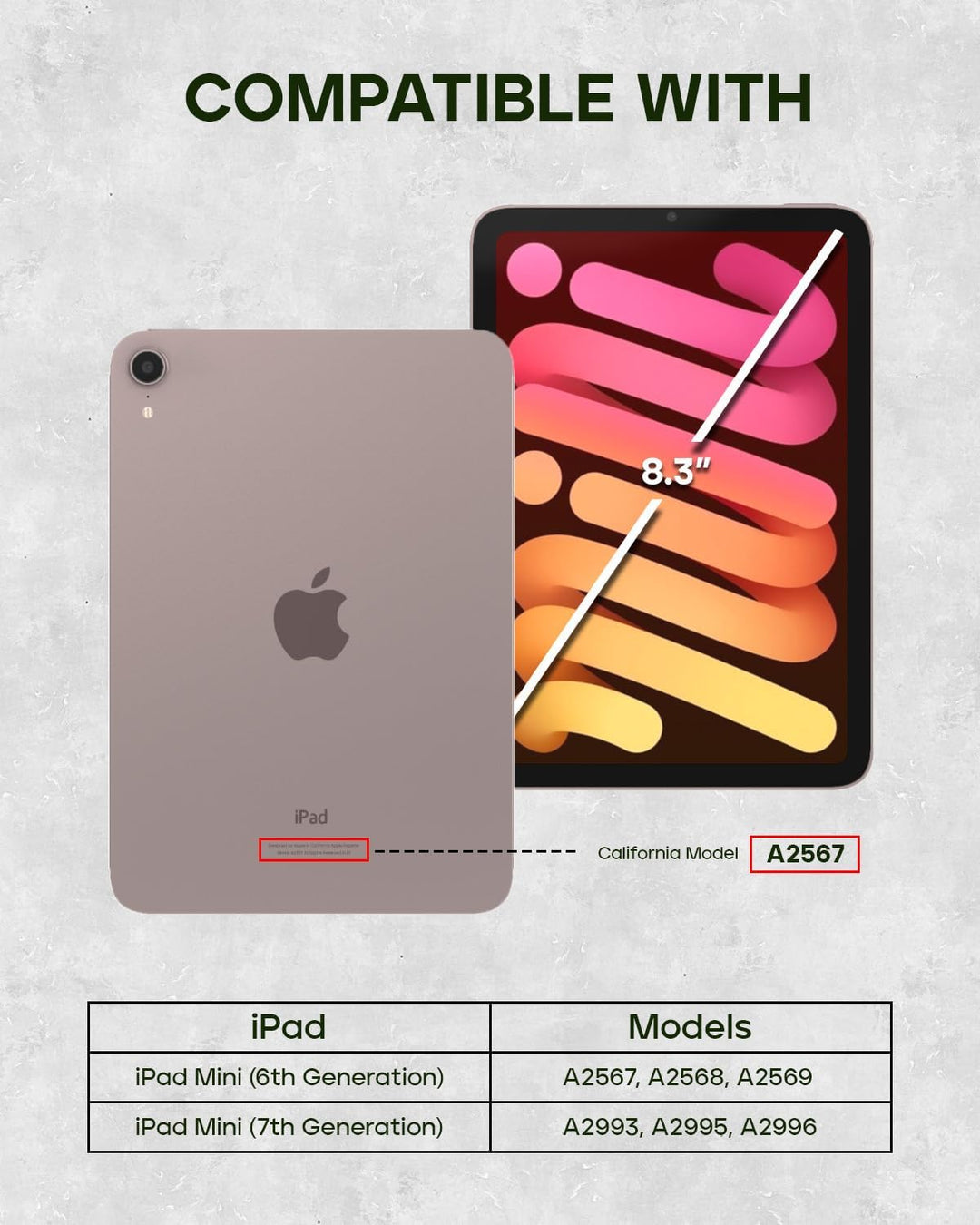 Porter Riley - Lederhülle für iPad Mini 6 (2021) 8,3 Zoll. Premium Echtleder Standhülle/Cover/Flip (