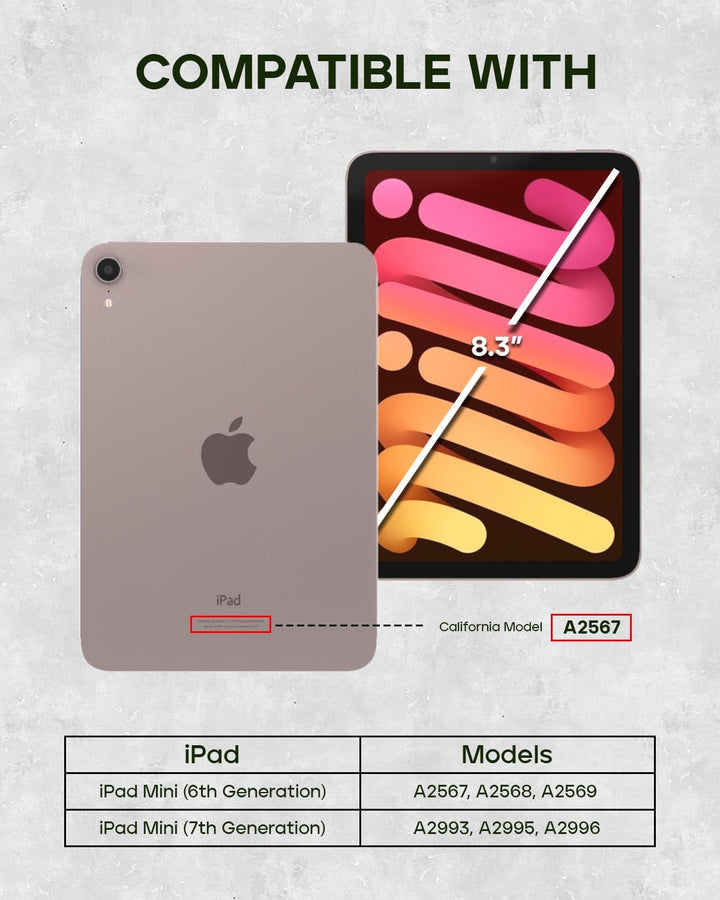 Porter Riley - Lederhülle für iPad Mini 6 (2021) 8,3 Zoll. Premium Echtleder Standhülle/Cover/Flip (