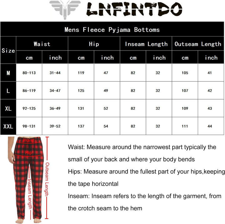 LNFINTDO 1-2er Pack Schlafanzughose Herren Lang Fleece Karierte Pyjamahose Winter Warm Nachtwäsche B