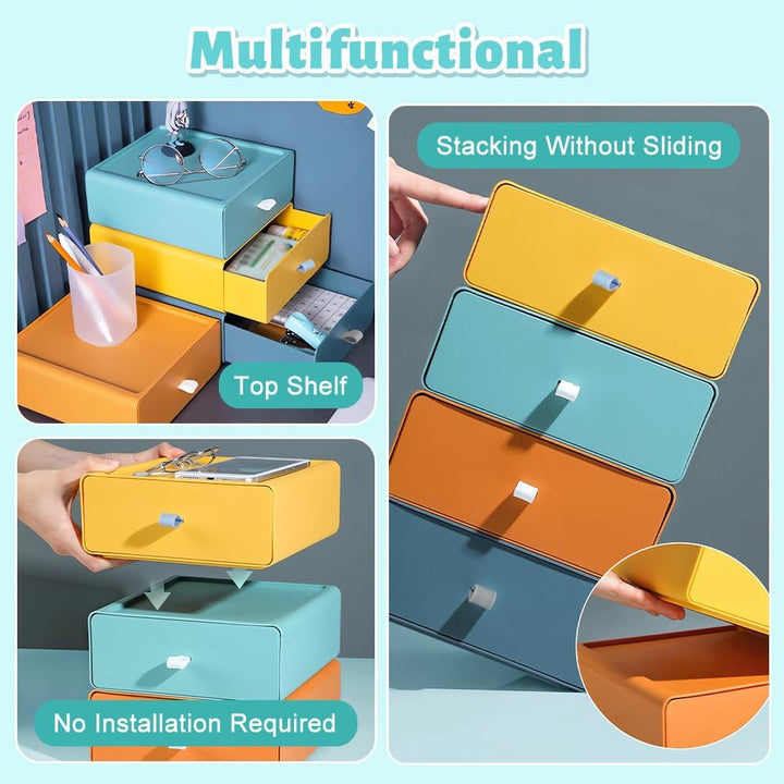 6 PCS Stapelbare Schreibtisch Schubladenbox, Kunststoff Ablagefächer Stapelbar mit 6 Schublade, Schr
