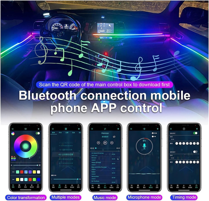 Auto LED Innenbeleuchtung,6M/18 in 1 RGB Auto Innenraumbeleuchtung,Led Atmosphäre Licht mit APP Steu