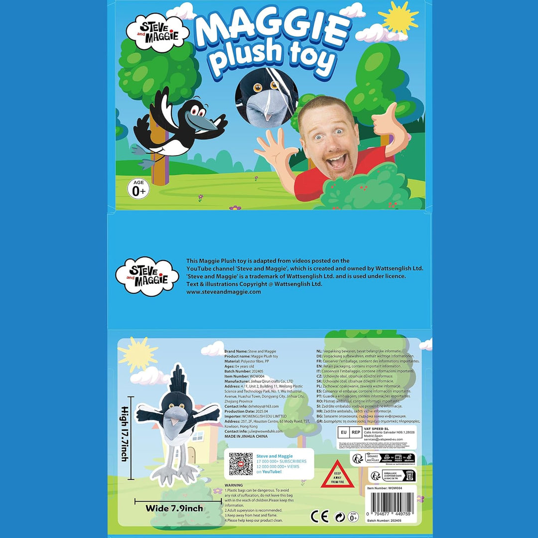 Steve und Maggie Plüschtier – Maggie Magpie Hand Puppet for Kids 1+, Soft Bird Puppet for Pretend Pl