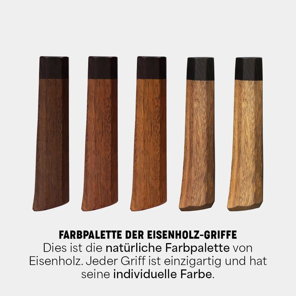 Hackmesser (Chinesisches Kochmesser) für Fleisch und Gemüse | Griff: Eisenholz | 18 cm Carbonstahl K