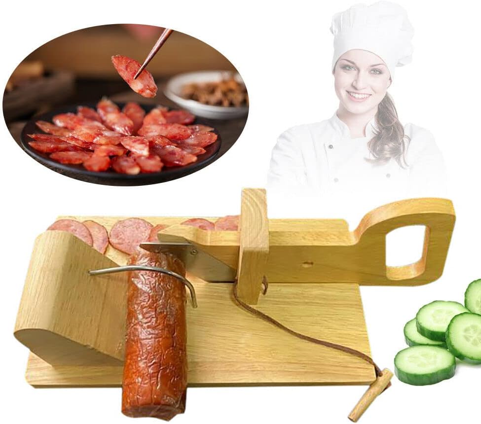 Kaibrite Holz Wurstschneidemaschine Speckschneidemaschine Wursthobel Wurst Schneider Cutter+Edelstah