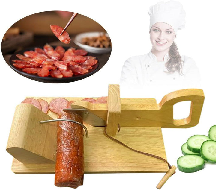 Kaibrite Holz Wurstschneidemaschine Speckschneidemaschine Wursthobel Wurst Schneider Cutter+Edelstah