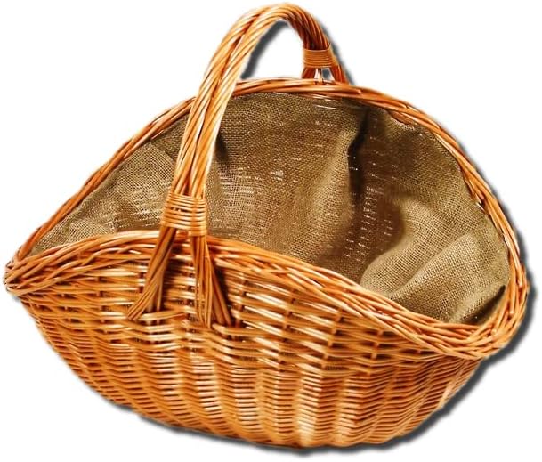 ForYourProtection Kaminholzkorb aus Weide Kaminkorb Holzkorb mit Jute Weidenkorb Holz Kamin Kaminhol
