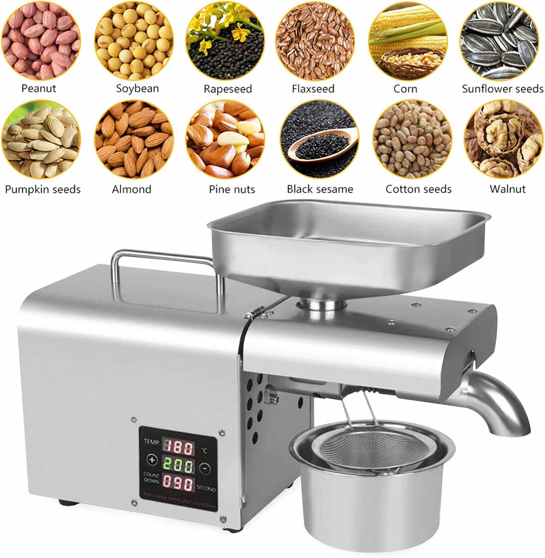 610W Automatische Ölpresse Maschine,50-250℃ Öl Pressmaschine Elektrische Ölmühle Edelstahl Heiss Ölp