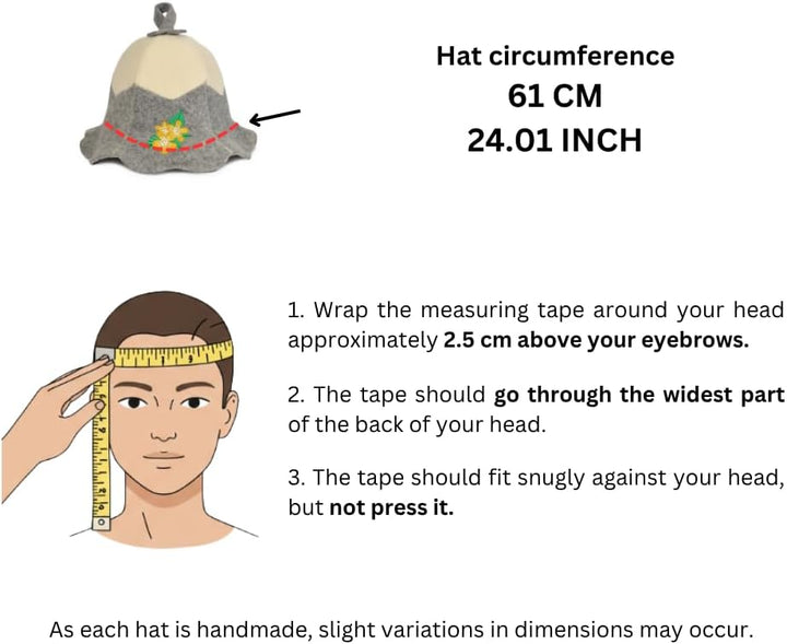 Saunahut für Damen und Herren aus Filz - Sauna Flower – Grau Saunahut für Herren und Damen aus 100Pr