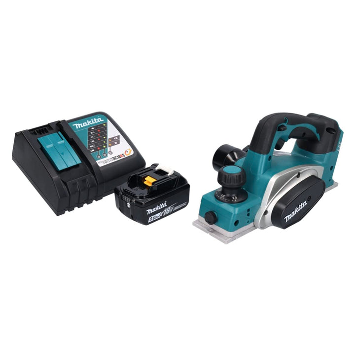 Makita DKP180Z LXT 18 V Li-Ion Hobelmaschine 82 mm mit 1 x 5,0 Ah BL1850 Akku &amp; DC18RC Ladung