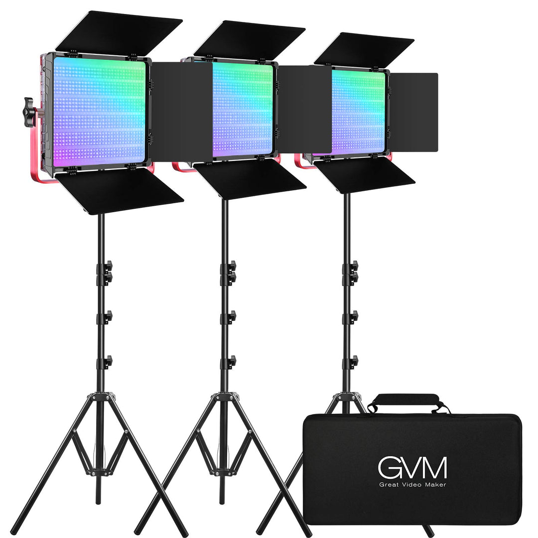 GVM LED Videoleuchte mit Stativ, APP Steuerung 50W 1200D RGB Studiolicht LED Dauerlicht, Fotografie