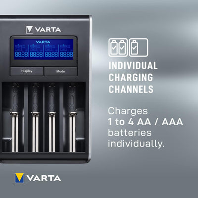 VARTA Akku Ladegerät, Batterieladegerät für AA/AAA, Dual Tech Charger, 4 Lademodi, Temperaturkontrol