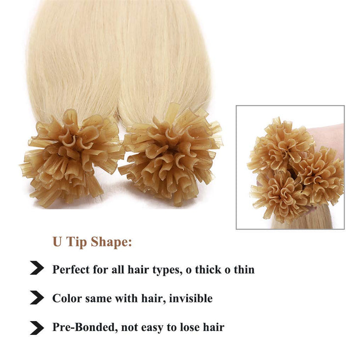SEGO Bondings Extensions Echthaar U-Tip Keratin 1g/Strähne 50g/50 Strähnen Haarverlängerung Remy Hum